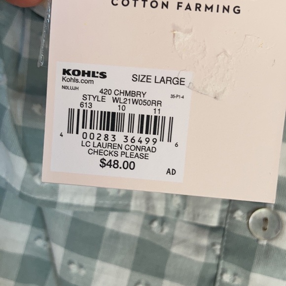 LC Lauren Conrad off the shoulder textured check w ruffle top - Picture 12 of 17